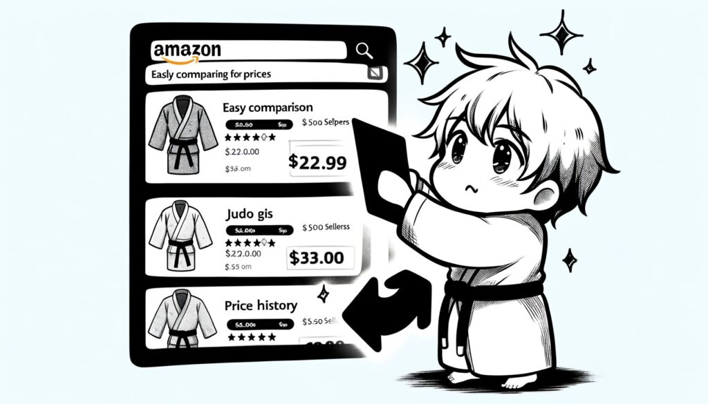 Amazonの価格比較が容易である様子を表しているイラスト